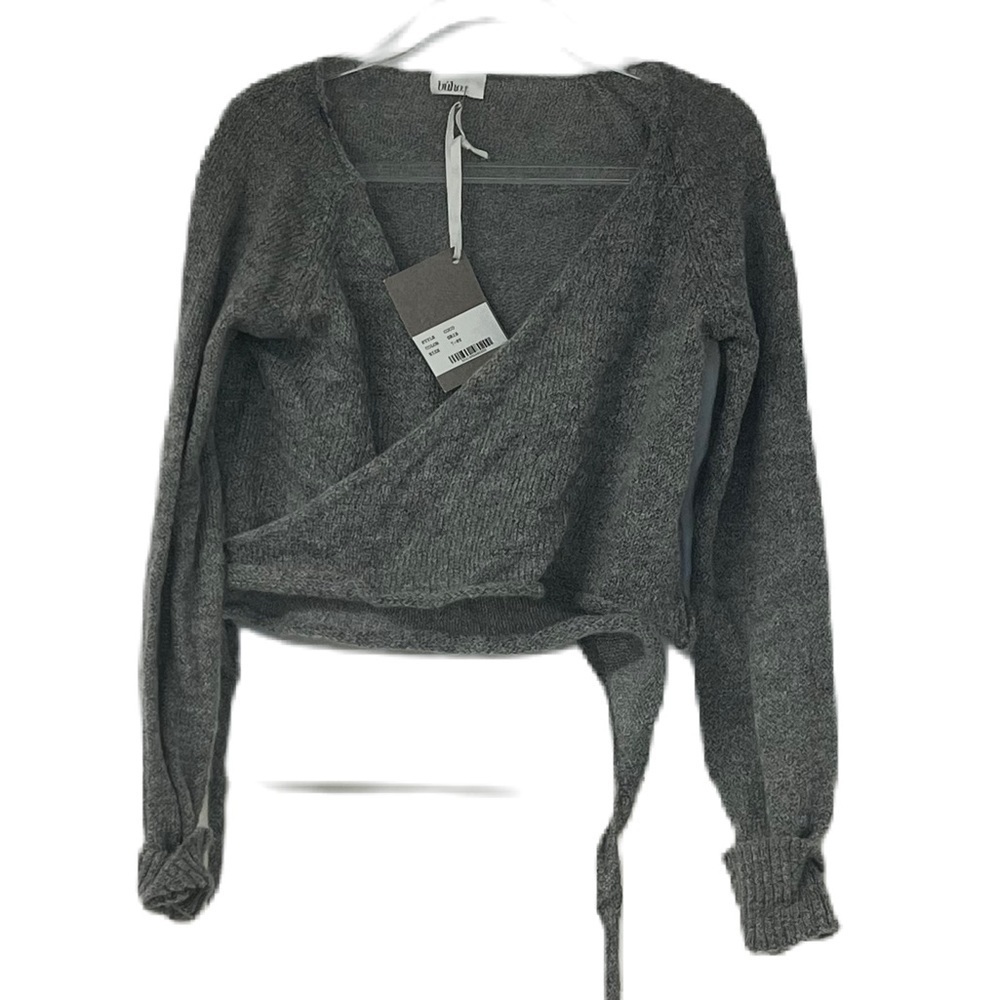 NWT buho girls gray wrap over cardigan size 7 balletcore classy prep cozy lgwght